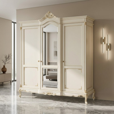 Armoire Armoire Chambre Porte-manteau Bois massif Baroque Italien Mobilier neuf