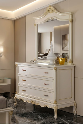 Commode de chambre Armoire Classique Buffet avec miroir Mobilier de style élégant
