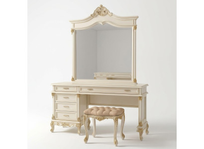 Coiffeuse avec miroir Console de luxe Commode Chambre Baroque Rococo Bois massif