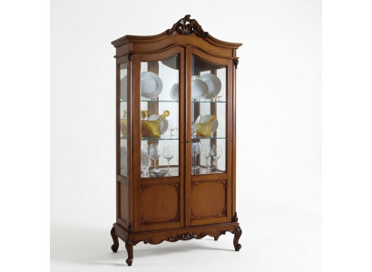 Vitrine élégante de style antique baroque rococo pour salon classique avec armoire en verre.