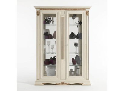 Vitrine Armoire en verre Salon Vitrine 2 vitrines Baroque Rococo Italie Bois massif