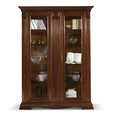 Vitrine de salon Armoire en verre Vitrine 2 portes Vitrines Baroque Rococo Bois massif