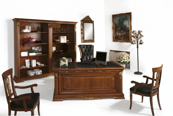 Office Furnishings Study room Chef 2pcs. Set Desk + Filing cabinet Table Solid wood   Ameublement de bureau Salle d'étude Chef 2 pièces. Ensemble Bureau + Table à dossiers Bois massif