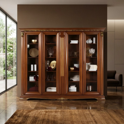 Vitrine Vitrine Murale Présentoirs Étagère Meuble Italien Baroque Rococo en Bois Massif