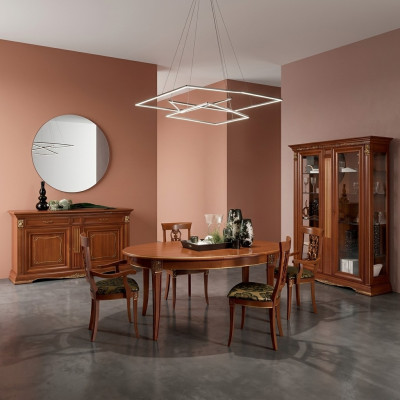 Salle à manger Complète Table Bahut 4x Chaise Set Vitrine Baroque 7 pièces. Bois massif