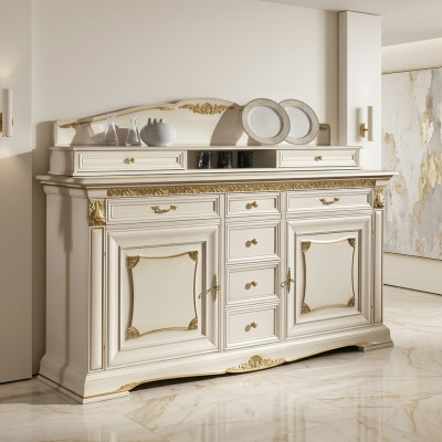 Buffet mural en bois massif Noble Armoire de style Buffet Armoires de salle à manger Baroque neuf