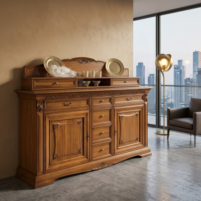 Buffet XXL Commode Commodes Armoires Baroque Rococo Buffet Console Étagère Bois massif