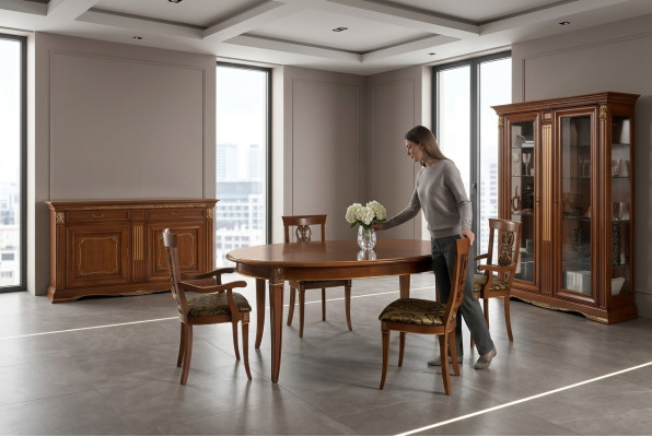 Ensemble de table à manger Designer Tables + 4 chaises en bois massif Ensemble complet Living
