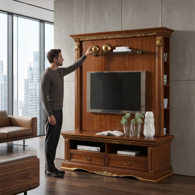 Bahut de luxe Style design Commode Buffet mural TV Armoire Mobilier de salon En bois massif