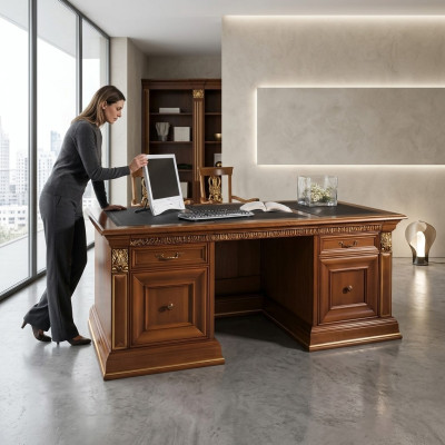 Le bureau de bureau Tableau de bureau classique r Tables de bureau de designer Baroque Rococo Bois massif