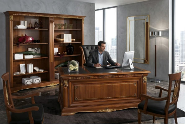 Bibliothèque de bureau xxl Armoire de classement Mobilier de luxe noble Style antique Armoire en bois massif