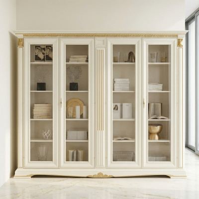 Bibliothèque de bureau Armoire de classement Mobilier de luxe italien Armoire ancienne en bois massif