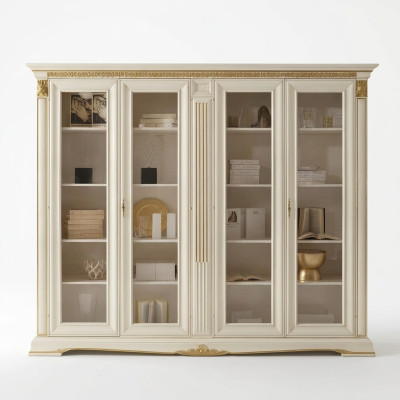 Bibliothèque de bureau Armoire de classement Mobilier de luxe italien Armoire ancienne en bois massif