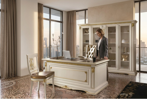 Bureau Table de bureau Noble Bois massif Tables Baroque Rococo Style antique 186x91cm neuf