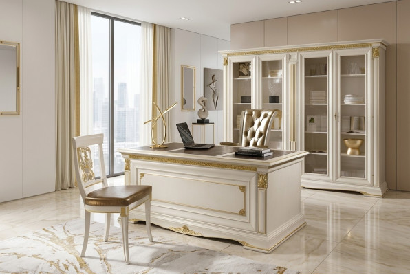Salle d'étude Mobilier de bureau Table Armoire Chaise Ensemble de 3 pièces en bois massif volz