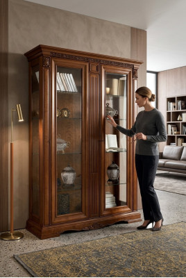 Vitrine classique Armoire vitrine Vitrine en verre Armoire baroque rococo Bois massif