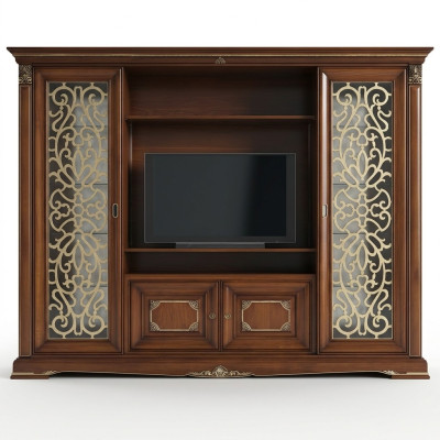 Unité murale de télévision de salon de concepteur Mur média Mur téléviseur Armoire murale Téléviseur en bois massif