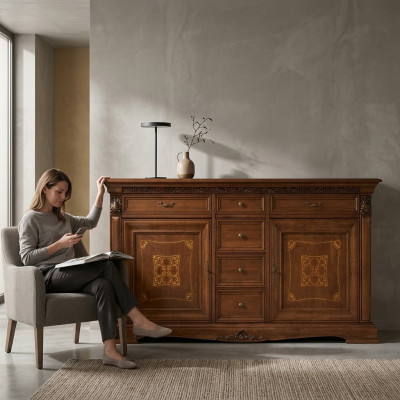 Baroque Rococo Buffet Commode de luxe commodes style ancien Bois massif véritable neuf xxl grand