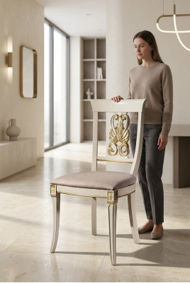 Chaises rembourrées de design de luxe Sièges de chaise en bois massif Salle à manger Baroque