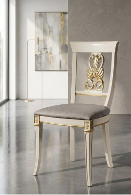 Chaises rembourrées de design de luxe Sièges de chaise en bois massif Salle à manger Baroque