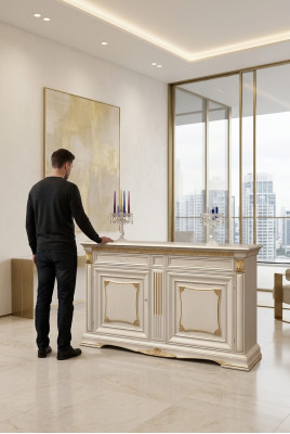 Commode Design Mobilier de salon Bois massif neuf Buffet Bas Armoire neuve
