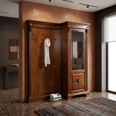 Ensemble de porte-manteau de hall avec armoire et panneau mobilier de style campagnard.