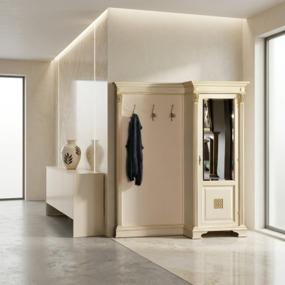 Portemanteau avec étagère murale miroir crochets vestiaire porte-vêtements pour couloir placards
