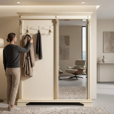 Porte-manteau Miroir vestiaire couloir Panneaux de garde-robe blancs Vestiaire Darderobe couloir Italie