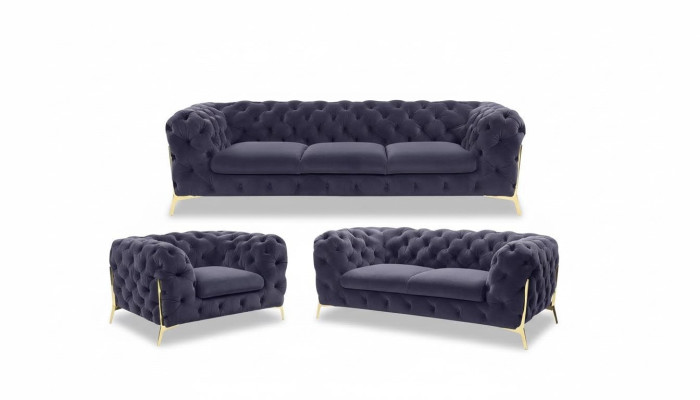Canapé Chesterfield Rembourrage Velours Ensemble de Sièges 3+1+1 Places Canapés Design neuf