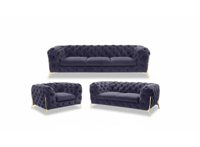 Canapé Chesterfield Rembourrage Velours Ensemble de Sièges 3+1+1 Places Canapés Design neuf