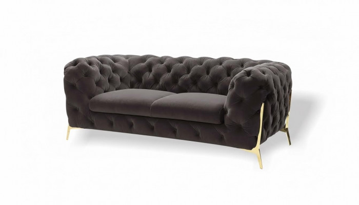 Canapé design en velours Chesterfield 2 places en velours Textile Suite Pieds dorés