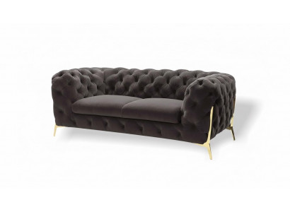 Canapé design en velours Chesterfield 2 places en velours Textile Suite Pieds dorés