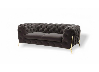 Canapé design en velours Chesterfield 2 places en velours Textile Suite Pieds dorés