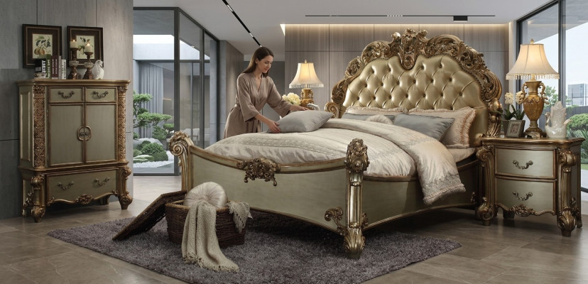 Lit 2x Table de chevet 3 pièces. Ensemble de chambre Designer Luxury Group Suite