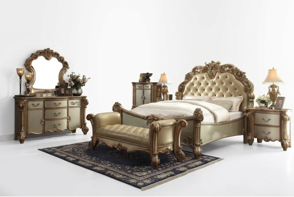 Lit classique Baroque Chesterfield en cuir double style hôtel antique de style rococo