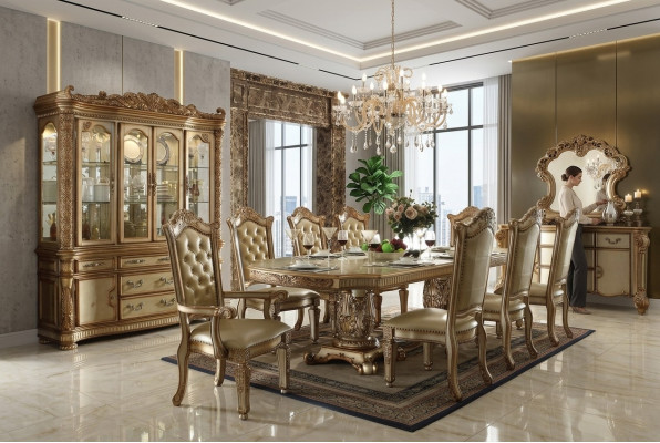 Ensemble de salle à manger doré Table à manger luxueuse avec chaises Buffet design