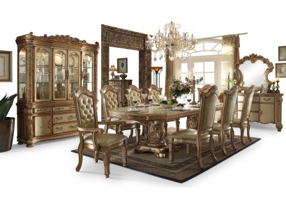 Suite de salle à manger royale de 7 pièces, table à manger 6x chaises de style baroque rococo.
