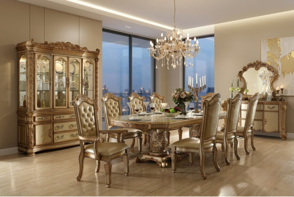 Ensemble salle à manger Chesterfield Royale Élégante table à manger avec 8 chaises Chesterfield