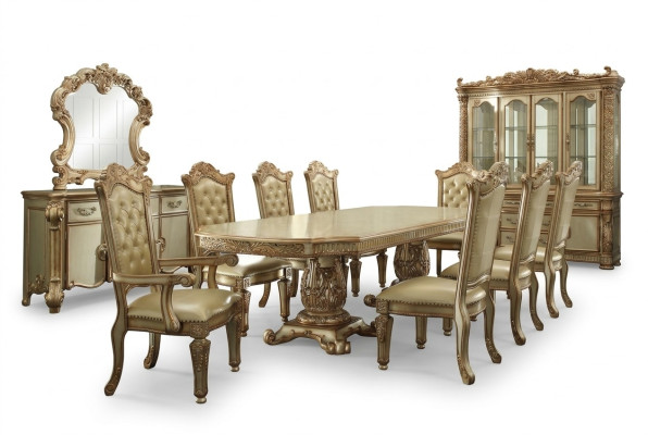 Salle à manger Ensemble Vitrine Table 8x Chaise Commode Miroir Baroque
