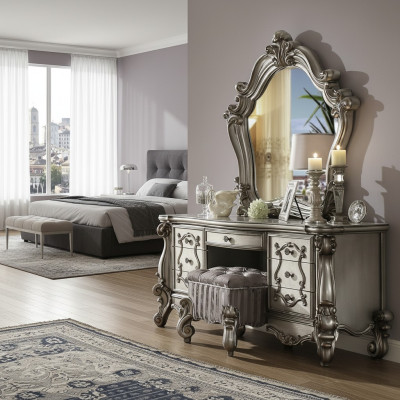 Table de maquillage classique Miroir Console de luxe Commode Chambre Baroque nouvel
