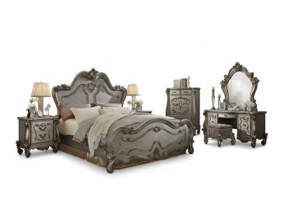 Ensemble de chambre classique Lit 2x Table de chevet Commode Miroir 5 pièces.