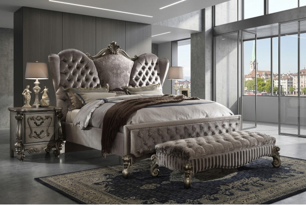 Lit Lit rembourré Lit de luxe Chambre double Design Lit Lits Bois