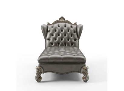 Chaise longue Chesterfield Lounger Chaise Canapé en cuir Relax Baroque Argent