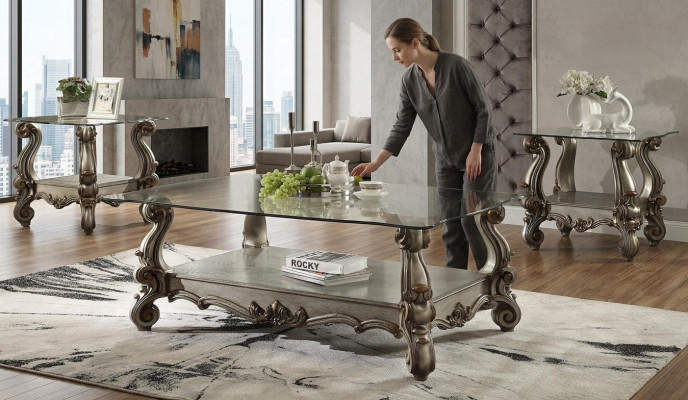 Élégante table basse design table d'appoint décoration de canapé table de salon baroque