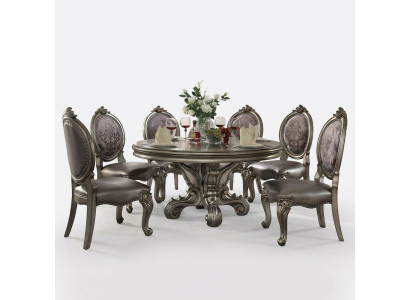 Conception Table Ronde 6x Chaises Salle à Manger Siège Arrondi Tables Suite
