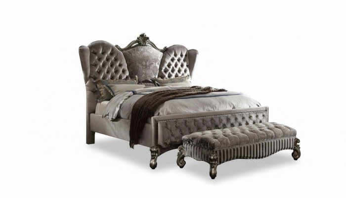 Lit Lit rembourré Lit Double de Luxe Chambre à coucher Baroque décorative Lits en bois et en cuir