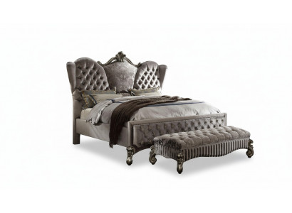 Lit Lit rembourré Lit Double de Luxe Chambre à coucher Baroque décorative Lits en bois et en cuir