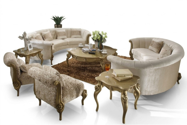 Ensemble de canapés design 4+4 places Table basse Canapé rond Rembourrage de canapé classique Canapés neufs