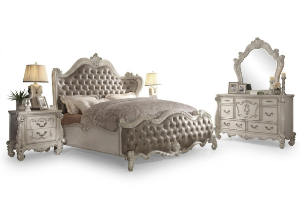 Ensemble de chambre de luxe avec lit, décoration, 2 tables de chevet, commode assortie