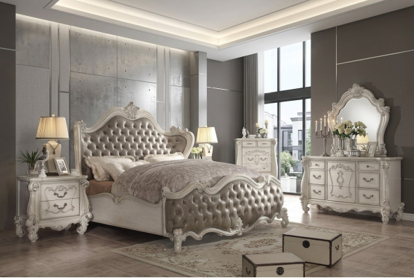 Style classique de lit Baroque Chesterfield en cuir pour hôtel double antique de style rococo